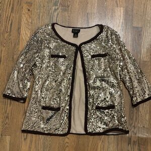 SOLD IMAN Gold Sequin Blazer Jacket